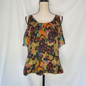 Diane Von Furstenberg Silk Patterned Sleeveless Blouse Top